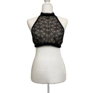 Victoria’s Secret, Elegant Lined Black Lace Halter Bralette